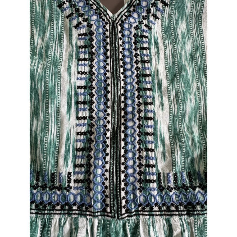 J Jill NWT 100% Cotton Shift Dress Embroidered Ikat Coastal Pockets Size L - Picture 10 of 10